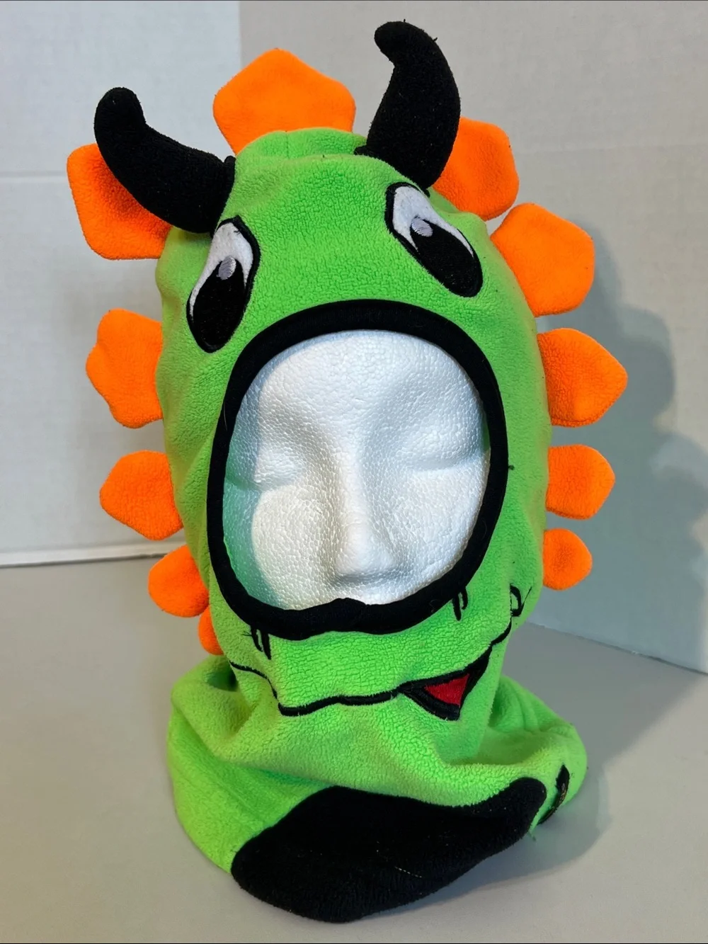 SCREAMER Kids Green Monster Fleeced Face Mask Balaclava with Orange Spikes